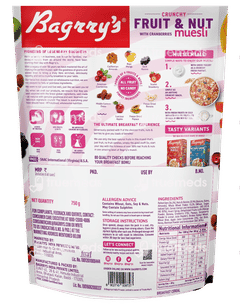 Bagrrys Crunchy Fruit And Nut With Cranberries Muesli 750 GM