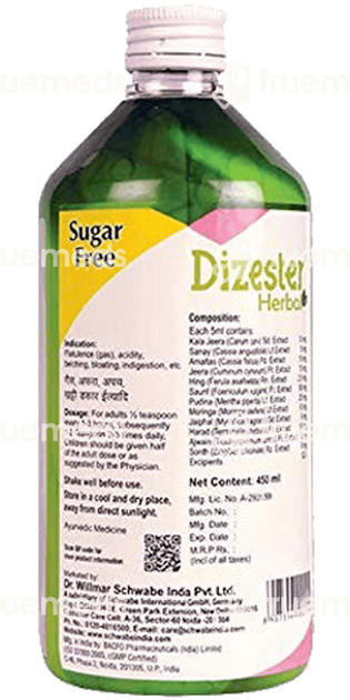 Dr Willmar Schwabe India Dizester Herbal Sugar Free Digestive Tonic 450 ML