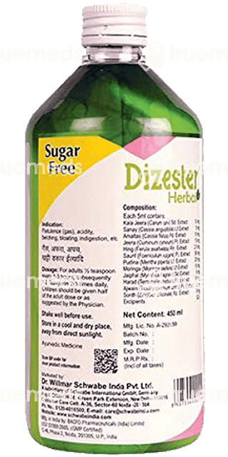 Dr Willmar Schwabe India Dizester Herbal Sugar Free Digestive Tonic 450 ML