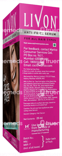 Livon Anti Frizz For All Hair Types Serum 20ml
