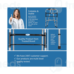 Entros W779a Iron Height Adjustable Lightweight Folding Walker 1