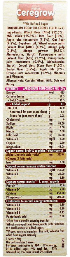 Nestle Ceregrow Multigrain With Milk & Fruits From 2 To 6 Years Kids Cereal 300gm