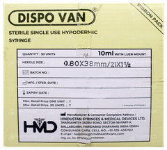 Dispo Van Single Use 10Ml Syringe 1