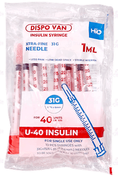 Dispo Van 40Iu 31G Insulin Syringe 1Ml Pack Of 10 Dispo Van 40Iu 31G Insulin Syringe 1Ml Pack Of 10