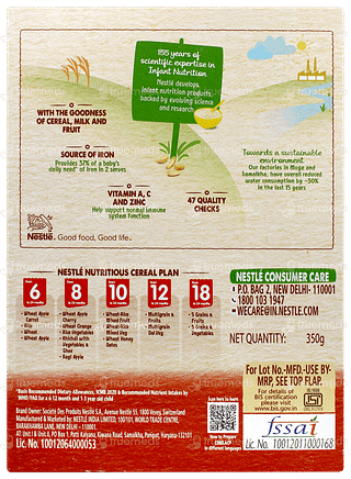 Nestle Cerelac Wheat Apple From 6 To 24 Months  Baby Cereal 350gm
