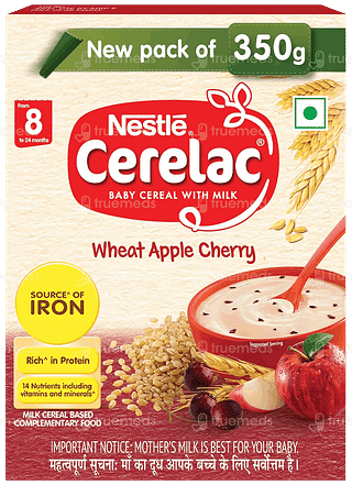 Nestle Cerelac Wheat Apple Cherry From 8 To 24 Months Cereal 350gm