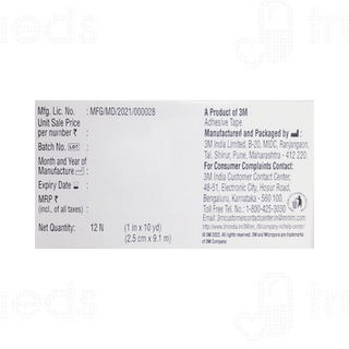3m Micropore 1530-1 2.5cmx9.1m Hypoallergenic Surgical Tape Pack Of 12
