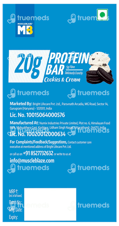 Muscleblaze Mb Fit 20g Cookies & Cream 62gm Pack Of 6 Protein Bars