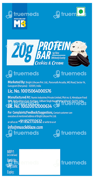 Muscleblaze 20gm Protein Cookies & Cream Bar Pack Of 6