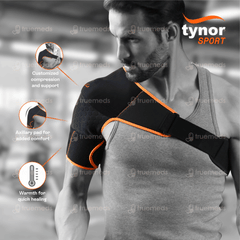 Tynor Sport Shoulder Support Double Lock (neo) Black And Orange Universal Size 1