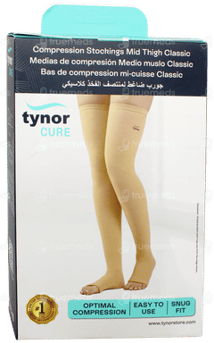 Tynor Compression Stocking Mid Thigh Classic Beige Medium Pack Of 2