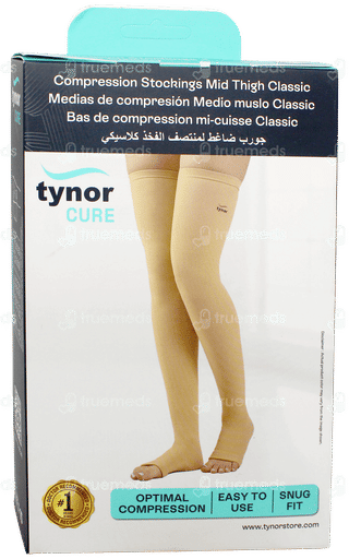 Tynor Compression Stocking Mid Thigh Classic Beige Medium Pack Of 2