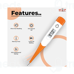Mcp Ip22 Orange Flexible Tip Waterproof Digital Thermometer 1