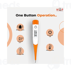 Mcp Ip22 Orange Flexible Tip Waterproof Digital Thermometer 1