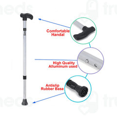 Be Safe Forever Height Adjustable Grey Steel Adult Walking Cane Support Stick 1