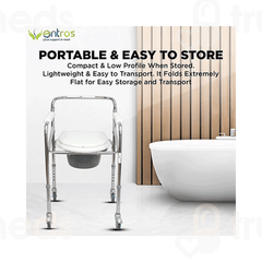 Entros Kl696 Premium Steel Height Adjustable With Castors Commode Chair 1