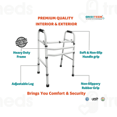 Ambitech Ms Height Adjustable & Double Bar Folding Walker Grey 1