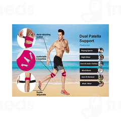 Ion Clad Dual Patella X Shaped Pink Adjustable Knee Compression Strap 1