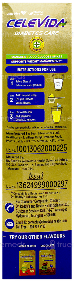 Celevida Diabetes Care Vanilla Flavour No Added Sugar Refill 400Gm