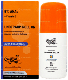 Chemist At Play 5% Ahas + Vitamin C Fragrance Free Underarm Roll On 40ml Chemist At Play 5% Ahas + Vitamin C Fragrance Free Underarm Roll On 40ml