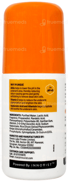 Chemist At Play 5% Ahas + Vitamin C Fragrance Free Underarm Roll On 40ml
