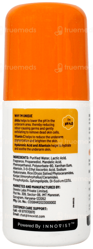 Chemist At Play 5% Ahas + Vitamin C Fragrance Free Underarm Roll On 40ml