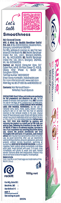Veet Pure Normal Skin Body & Full Bikini 100gm Pack Of 3 Hair Removal Cream