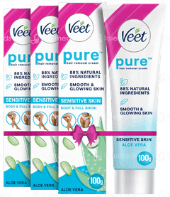 Veet Pure Sensitive Skin Body & Full Bikini 100gm Pack Of 3 Hair Removal Cream