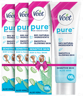 Veet Pure Sensitive Skin Body & Full Bikini 100gm Pack Of 3 Hair Removal Cream
