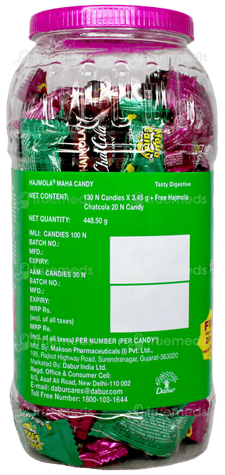 Dabur Hajmola Albela Aam Chulbuli Imli Maha Candy Jar 130 + 20 Chatcola Candy Free