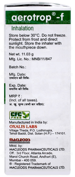 Aerotrop F Inhaler 180mdi