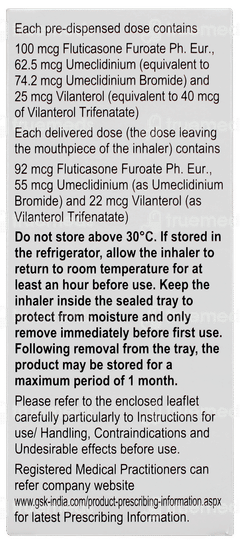 Trelegy Ellipta 100mcg/62.5mcg/25mcg Powder For Inhalation 30 Trelegy Ellipta 100mcg/62.5mcg/25mcg Powder For Inhalation 30