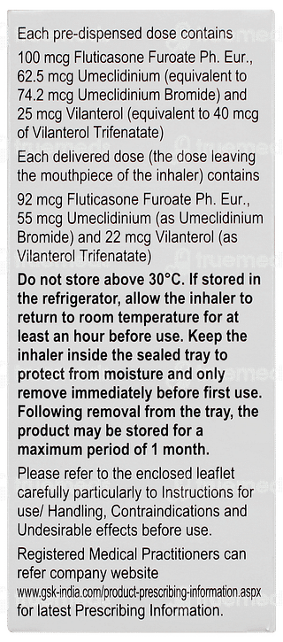 Trelegy Ellipta 100/62.5/25 MCG Powder For Inhalation 30