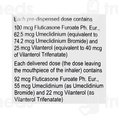 Trelegy Ellipta 100mcg/62.5mcg/25mcg Powder For Inhalation 30