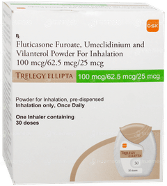Trelegy Ellipta 100Mcg/62.5Mcg/25Mcg Powder For Inhalation 30 Trelegy Ellipta 100Mcg/62.5Mcg/25Mcg Powder For Inhalation 30