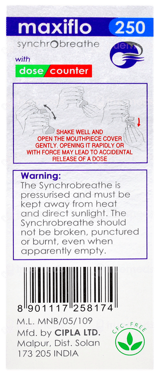 Maxiflo 250 Synchrobreathe Inhaler 120mdi