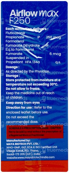 Airflow Max F 250 Inhaler 120mdi