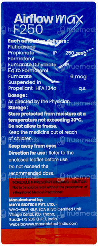 Airflow Max F 250 Inhaler 120mdi