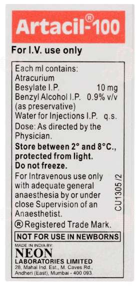 Artacil 100 Mg Injection 10 Ml