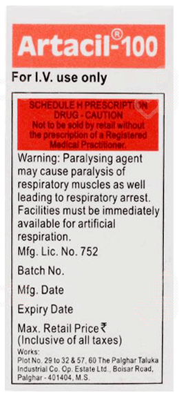 Artacil 100 Mg Injection 10 Ml