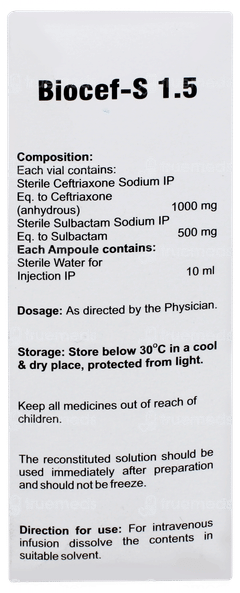 Biocef S 1.5 Injection 1 Biocef S 1.5 Injection 1