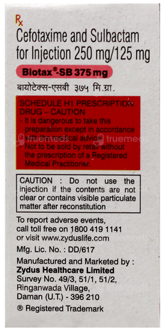 Biotax Sb 250/125 MG Injection 1