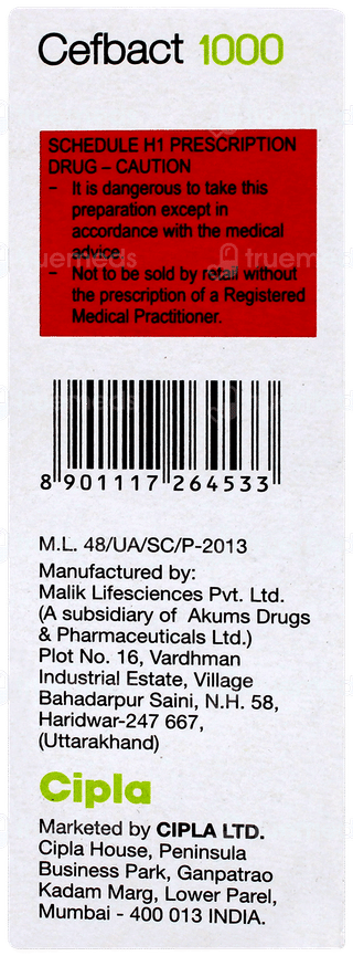 Cefbact 1000 Injection 1