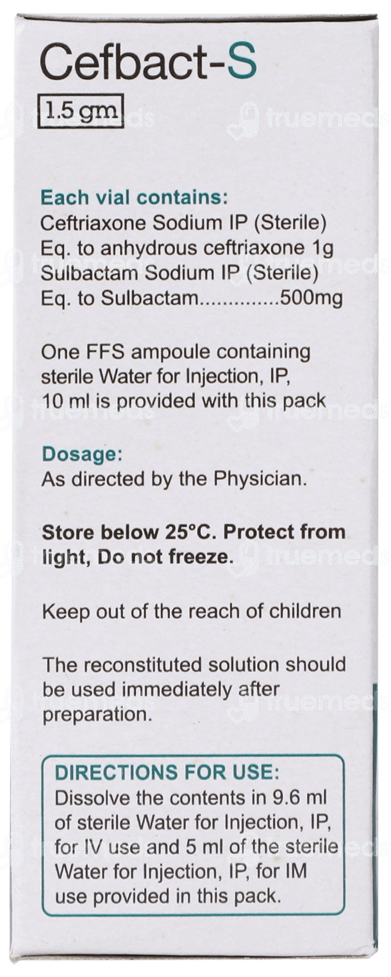 Cebaf Injector Cefbact S 1000/500 Mg Injection0 Ml: Uses, Side Effects, Price ...