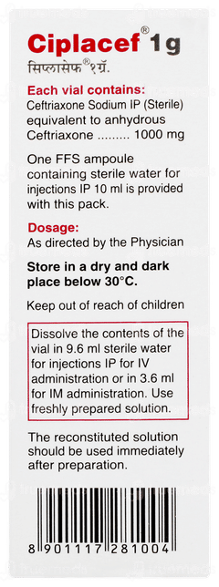 Ciplacef 1g Injection 1 Ciplacef 1g Injection 1