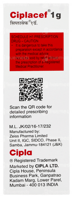 Ciplacef 1g Injection 1 Ciplacef 1g Injection 1