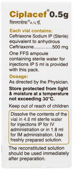 Ciplacef 0.5g Injection 1 Ciplacef 0.5g Injection 1