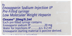 Clexane 20Mg Injection 0.2Ml