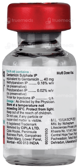 Gentacip 40 MG Injection 2 ML