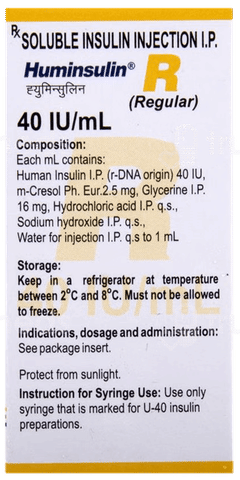 Huminsulin R 40Iu Injection 10Ml Huminsulin R 40Iu Injection 10Ml